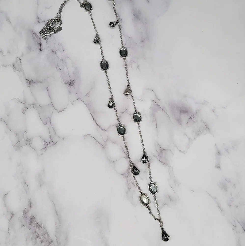 Chico’s Aquamarine Teardrop Station Necklace - Picture 2 of 7